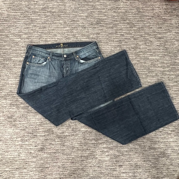 7 For All Mankind Relax Button Fly Mens Blue Jeans Style T521061U 061U Sz 36x32 - Picture 3 of 5